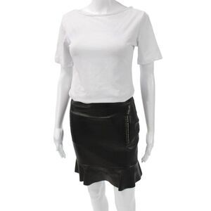 Hotel Particulier Womens Pencil Trumpet Leather Knee Length Skirt Size S